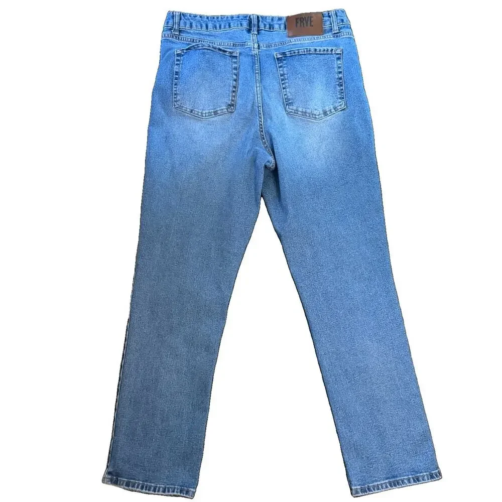 Frye Womens High Rise Straight Leg Jeans Medium Wash Blue Denim Size 12/31_4